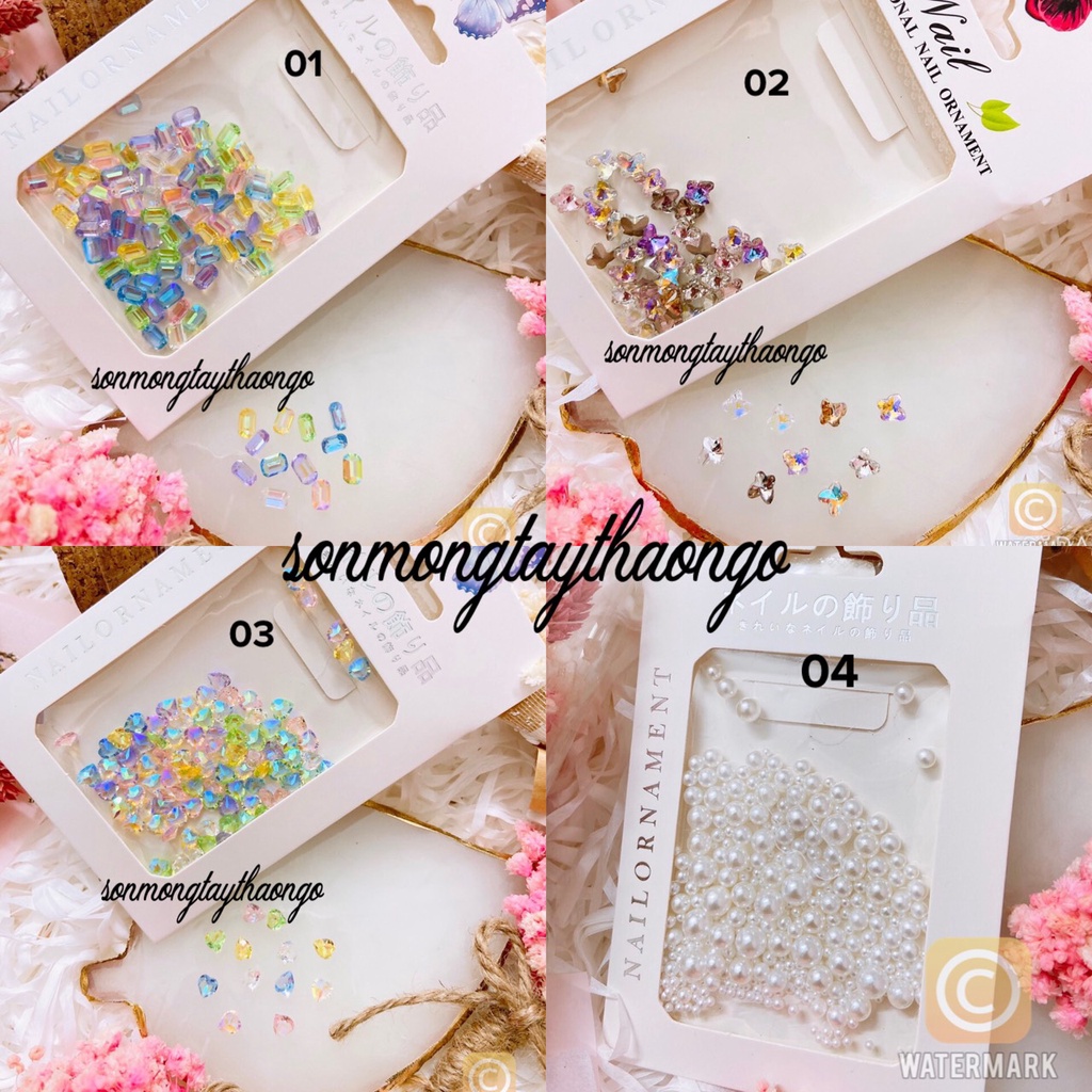 (Hàng mới về) Charm trái tim , charm khối pha lê dành cho Nail