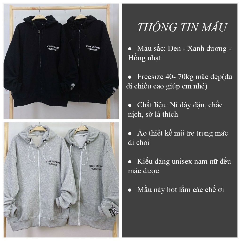 Áo khoác nỉ form rộng có mũ Hoodie SOMEDREAM áo khoác Unisex hot trend_VIETCEN