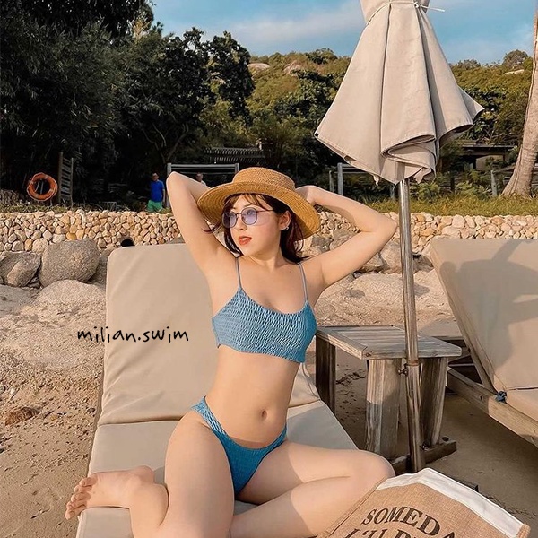 Bikini smoked hai mảnh vải nhún - 𝙇𝙄𝙇𝘼𝘾 𝙗𝙞𝙠𝙞𝙣𝙞