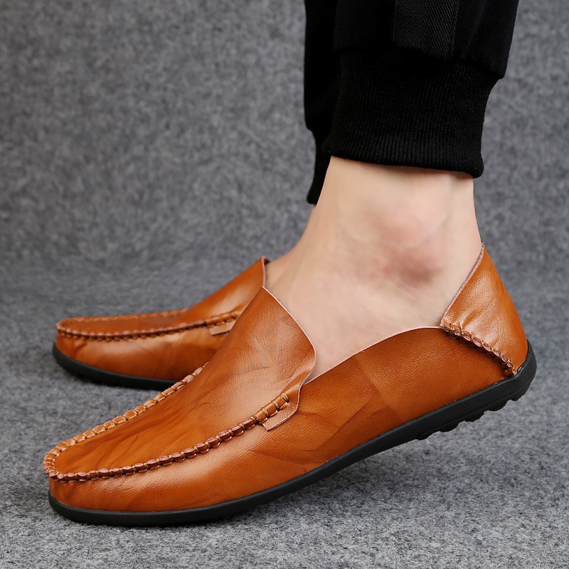 Giày công sở thời trang giản dị cho nam cỡ 38~46 giày đi dạo da giày lười nam đen nâu