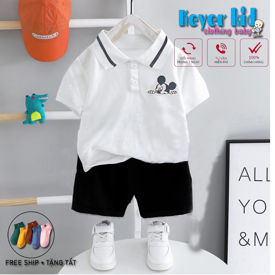 [TẶNG TẤT ĐƠN 150K ] SÉT Bộ Quần Áo Bé Trai Mặc Vải Cotton, Chuột Kickey Dể Thương, KEYER KID Mã Xuất SZ96