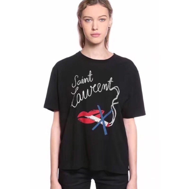 Áo thun sain  lau ren nosmoking màu đen