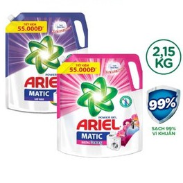 Nước giặt Ariel Hương Downy 2,15kg đỏ hoặc Giữ màu 2,15kg tím