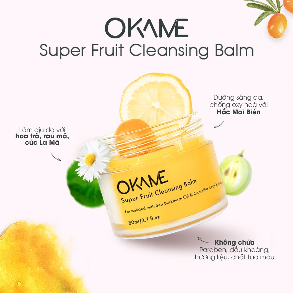 Sáp tẩy trang dễ nhũ hoá, làm sạch sâu Okame Super Fruit Cleansing Balm 80ml