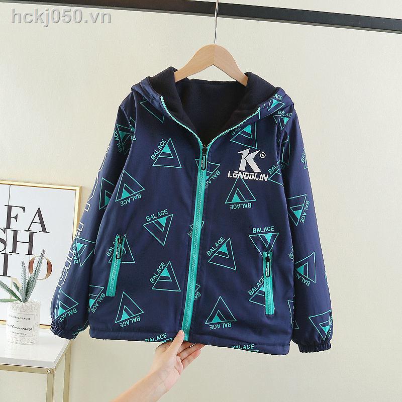 ✜Quần áo trẻ em nam mùa thu 2021 áo khoác nam mới vừa và lớn áo khoác nam 12 mùa xuân và mùa thu mặc hai mặt 13 bé trai 15 tuổi