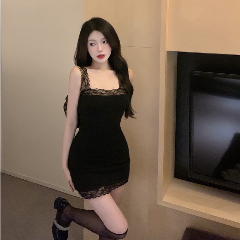 Đầm Hai Dây Ôm Dáng Phối Ren Phong Cách Trung Hoa Thời Trang Mùa Hè Mới