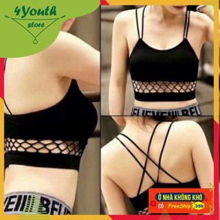 Áo Bra 2 Dây chéo Có Đệm Ngực Cotton loại gân tâm