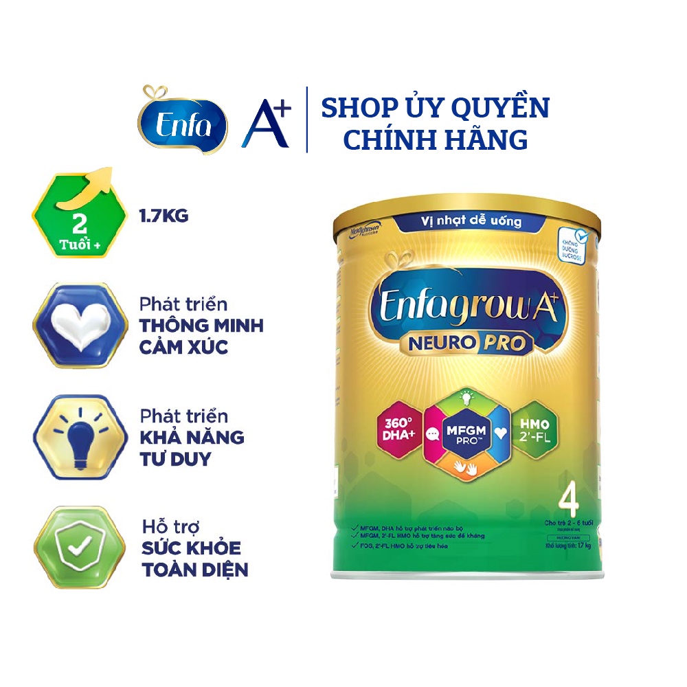 Sữa Bột Enfagrow A+ Neuropro 4 Với 2’-FL HMO Cho Trẻ Từ 2 – 6 Tuổi – 1,7kg