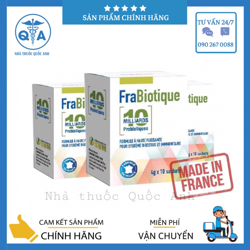 (CHÍNH HÃNG) Men tiêu hoá FraBiotique 3g - Giảm rối loạn tiêu hoá và cân bằng hệ vi sinh đường ruột cho bé Hộp 10 gói