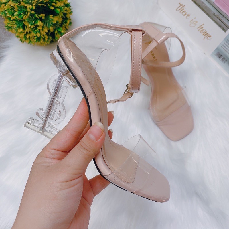 [Kèm ảnh chân thực] Giày sandal cao gót quai trong gót YS trong 9p bít gót hàng hot