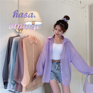[Order]🌿 Áo khoác voan mỏng sơ mi tay bo dài ulzzang 🔥(mẫu mới hot)