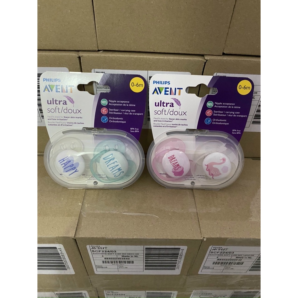 ( Nhập Mỹ ) Set 2 Ty ngậm Ultra soft Philips Avent cho bé 0-6 or 6-18 tháng