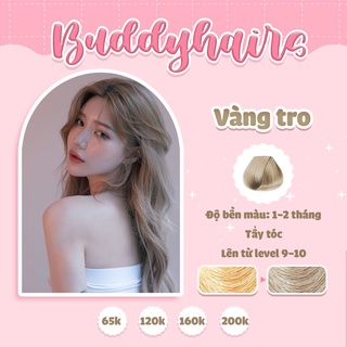 Thuốc nhuộm tóc VÀNG TRO không cần dùng thuốc tẩy tóc buddyhairs tặng kèm găng tay, 1 hộp tẩy nhỏ 50K tiện lợi