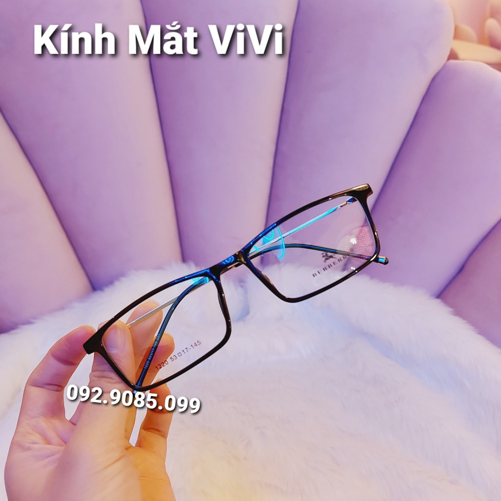 Gọng kính cận nam nữ dáng vuông thanh mảnh V1220 chất liệu kim loại kết hợp nhựa, nhận cắt cận viễn loạn Kính mắt ViVi