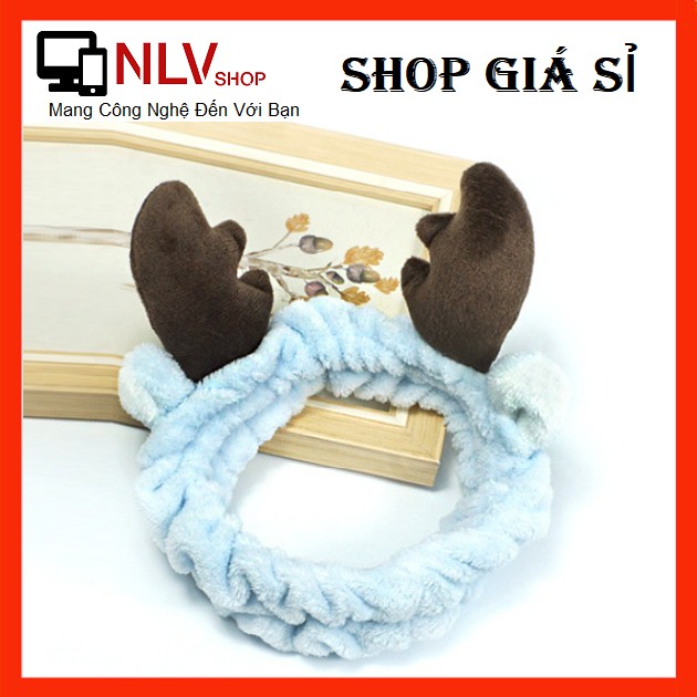 Băng Đô Sừng Hươu 3D Vải Nhung Mềm Mại Cao Cấp ( Xanh Dương )