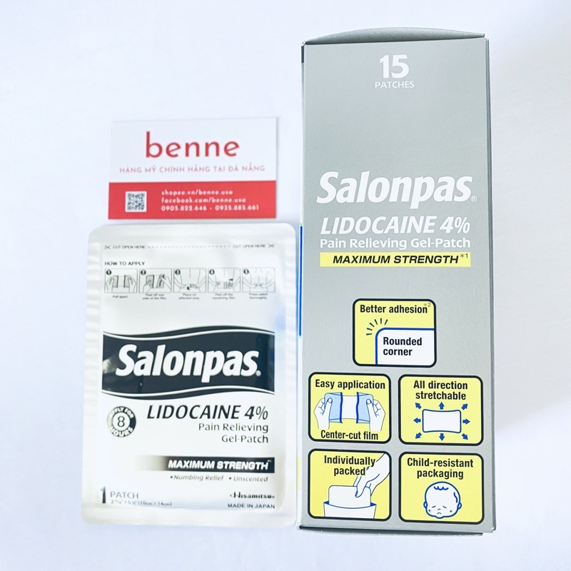 Miếng dán giảm đau Salonpas Lidocaine 4% của Mỹ