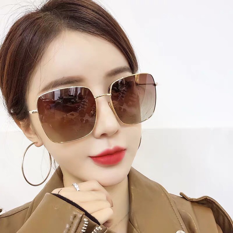 Freeship- Kính mát nam nữ mặt vuông chống tia uv hiệu quả bảo vệ mắt màu nâu tây sang chảnh - VUÔNG NÂU