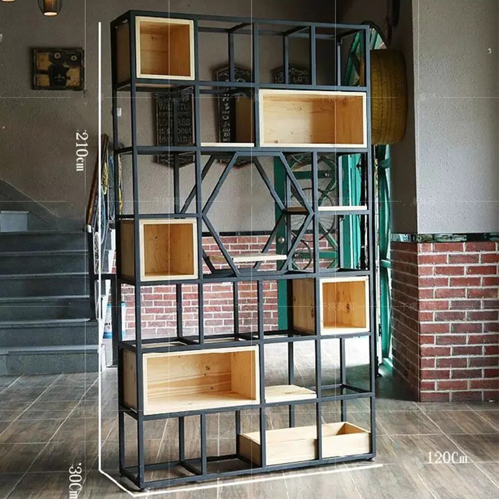 Kệ trưng bày trang trí IBIE AK028 hộc gỗ, khung sắt sơn tĩnh điện, tùy chọn kích thước, màu sắc, gia công tỉ mỉ