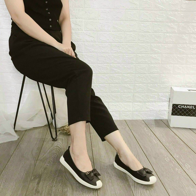 Giầy slip on nữ đính nơ da mềm | BigBuy360 - bigbuy360.vn