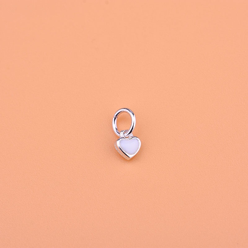 █diy゜ S925 Bạc●Mặt Dây Chuyền Hình Trái Tim Bằng Epoxy S925 Màu Đỏ/Trắng/Hồng/Xanh Dương