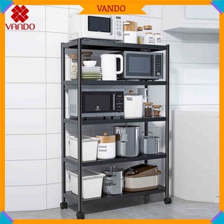 Kệ Để Đồ Nhà Bếp VANDO PHIÊN BẢN THÉP CARBON MỚI NHẤT 2022 -Đa Năng Có Bánh Xe, Kệ Đựng Đồ Lò Vi Sóng