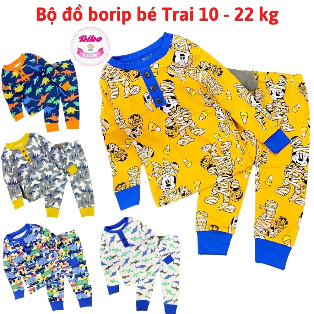 [9-23kg]Bộ dài tay bé trai thun cotton len xuất dư mềm mịn, in hoạt hình siêu cưng, đồ bộ tay dài quần dài thu đông