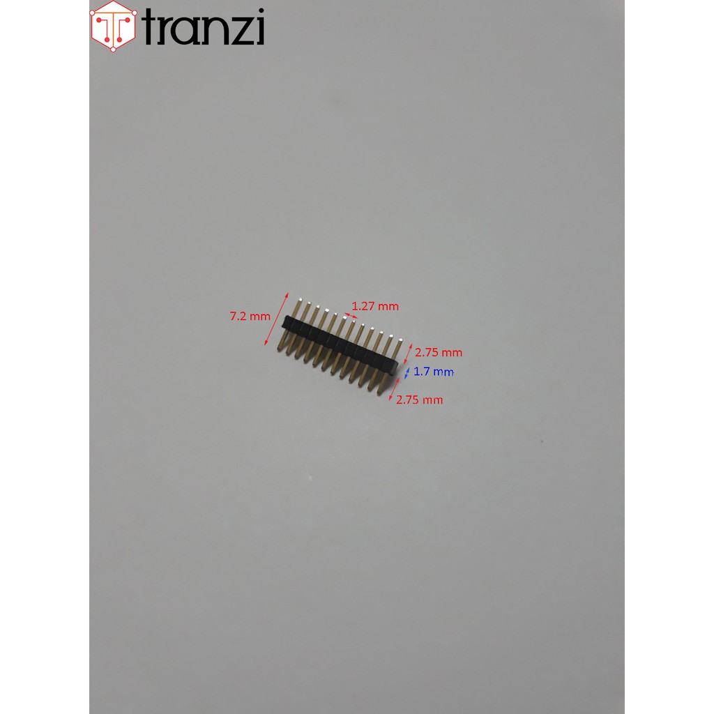 Giăm cắm 1.27mm đơn đực thẳng 12P 7.2mm đen - túi 5 cái