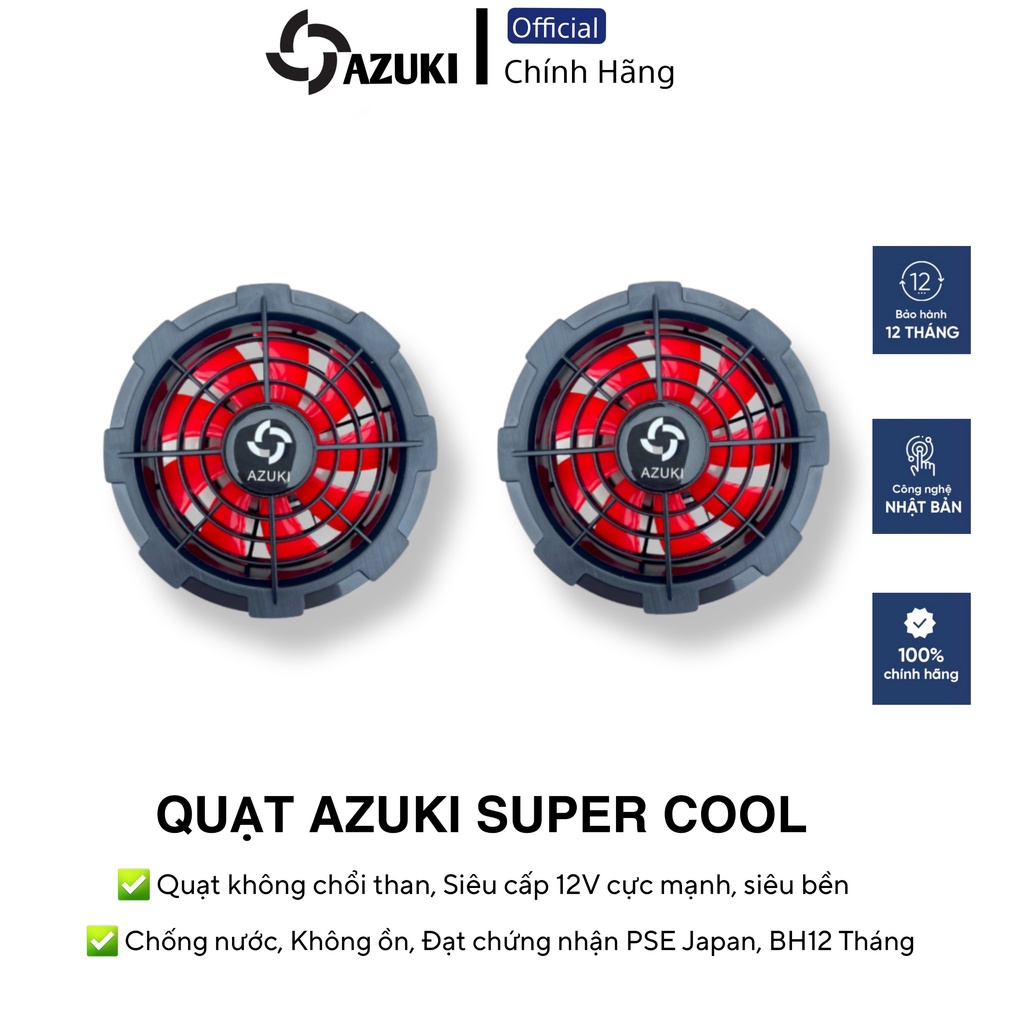 Quạt Không Chổi Than AZUKI Super12V Phiên Bản Siêu Cao Cấp, Chạy Cực Mạnh [ Bảo Hành 12 Tháng]