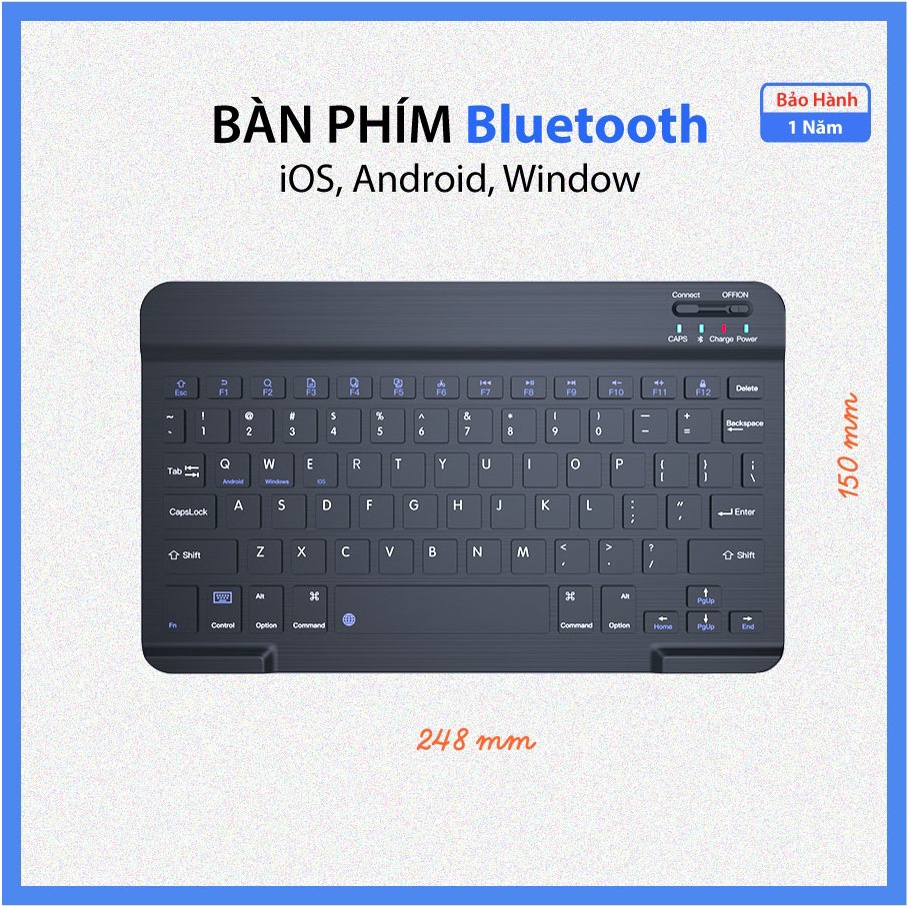 Bàn phím Bluetooth cho iPad, Iphone, Máy tính bảng (iOS, Android, Window) 10" - SP mới BH 1 năm