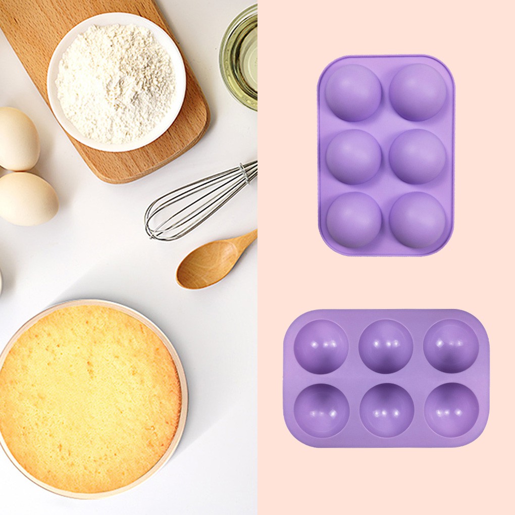 Khuôn silicone làm bánh 6 ngăn tròn tiện lợi