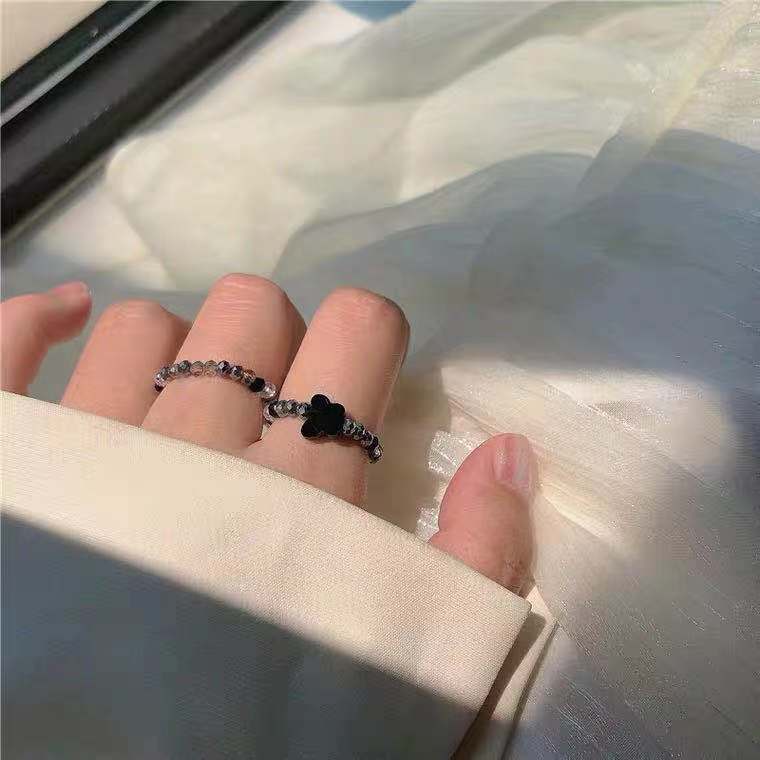 Set 2 nhẫn đính đá pha lê phong cách hàn quốc