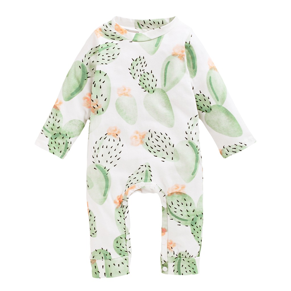 Áo liền quần MIKRDOO tay dài in hình trái cây cho bé trai và bé gái sơ sinh