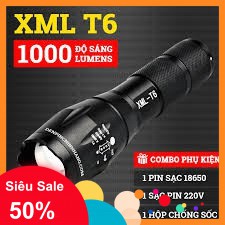 Giá sỉ tốt-[BH 12 tháng]Đèn Pin Siêu Sáng XML-T6 chính hãng Untrafire