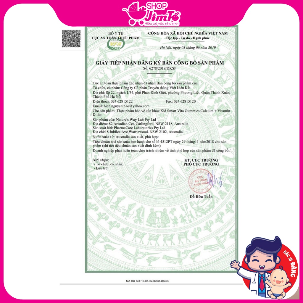 🎀𝗖𝗵𝗶́𝗻𝗵 𝗵𝗮̃𝗻𝗴🎀Kẹo Dẻo Nature’s Way Kids Smart Vita Gummies Calcium + Vitamin D Giúp Phát Triển Chiều Cao Tối Ưu