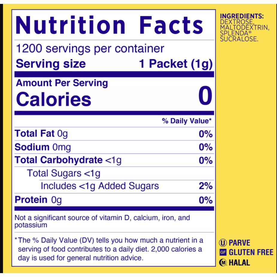 ✅✅ Đường ăn kiêng Splenda combo 100 gói cho người bệnh tiểu đường, ăn kiêng, DAS, Sweetener Sugar Replacemen