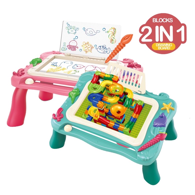 ✨ Bộ 2in1 Bàn Vẽ &amp; Bàn Lắp Ráp Ray Nhựa ✨