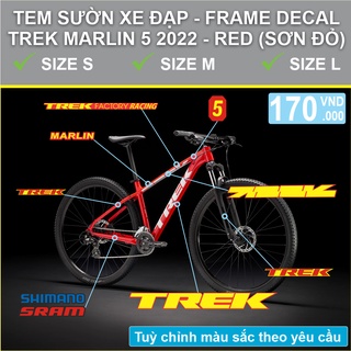 Tem decal dán sườn xe đạp địa hình trek marlin 5 2022 đỏ/red | mtb frame decal | cyclewrap