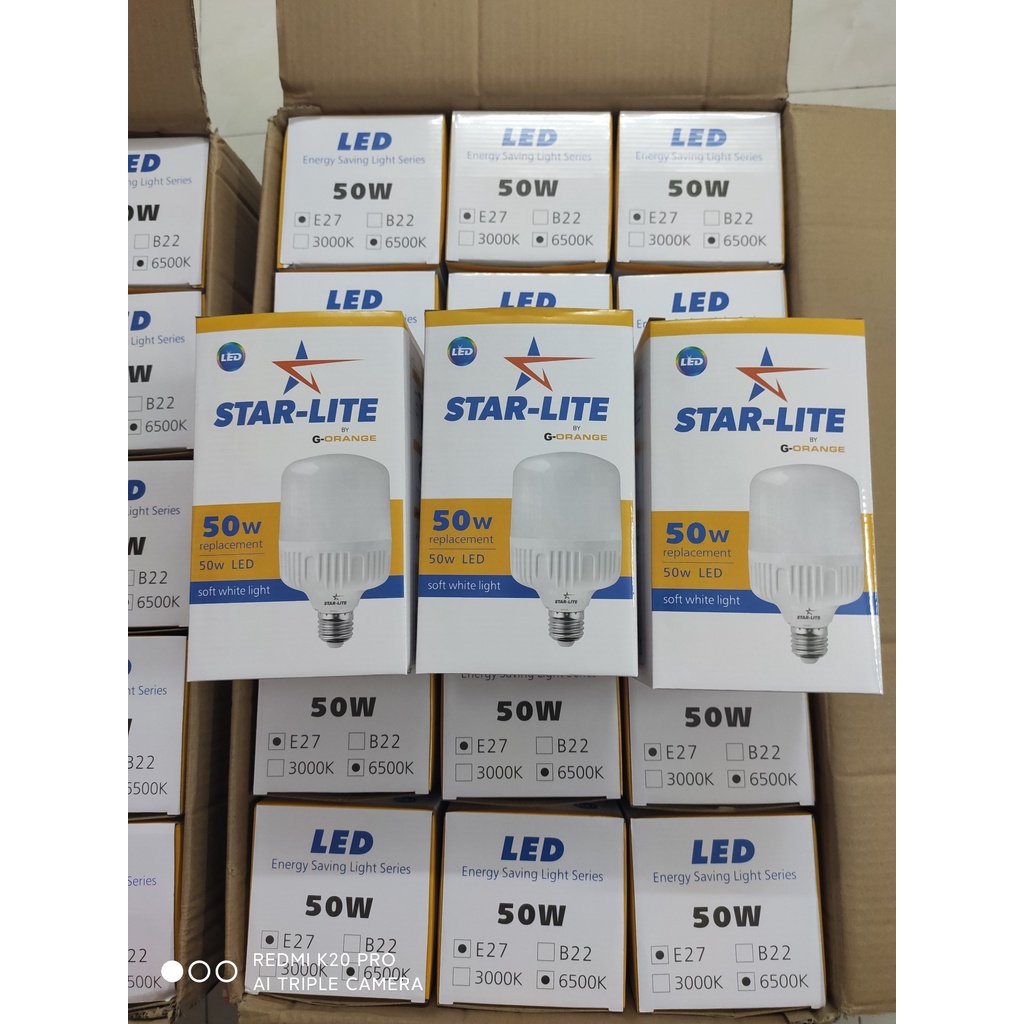 Combo 10 Bóng đèn led trụ nhôm tròn 50W ánh sáng trắng