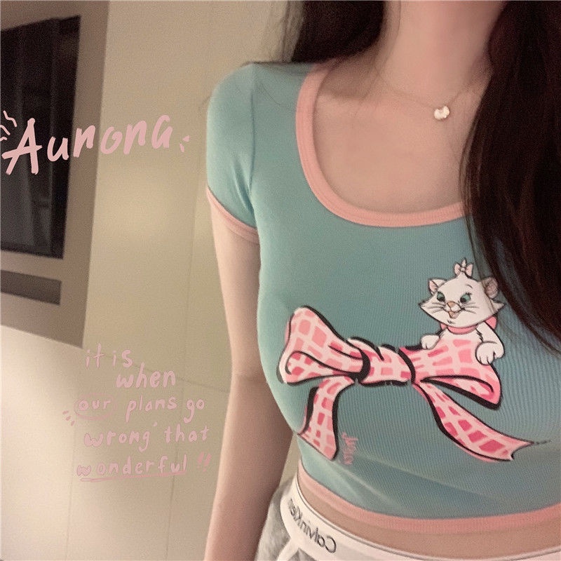 Áo croptop nữ Áo Thun NgắN Tay DáNg Ôm In HọA TiếT JL-TX-339