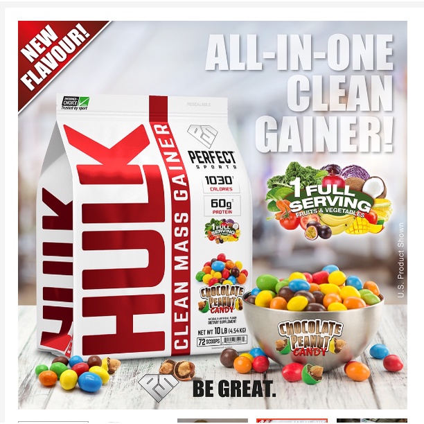 Sữa Dinh Dưỡng Tăng Cân Nhanh Cho Người Gầy HULK CLEAN MASS GAINER 4.54KG 4.9 60 Đánh Giá 173 Đã Bán