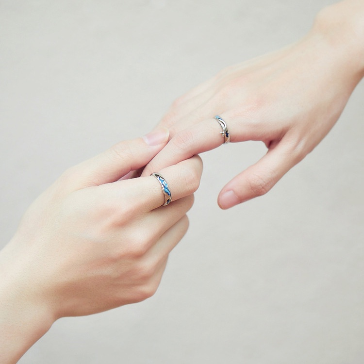 Nhẫn hở hình cá voi sáng tạo cho cặp