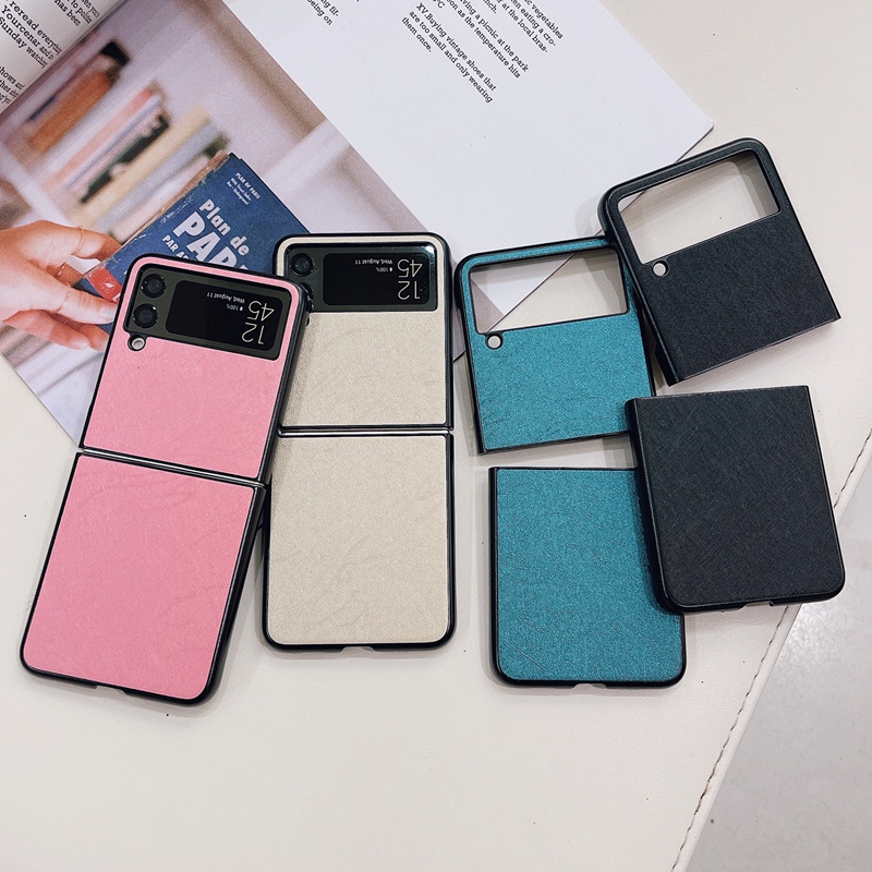 Ốp điện thoại nhựa cứng siêu mỏng họa tiết lụa có vòng nhẫn cho Samsung Galaxy Z Flip 3 Galaxy Z Flip 3 5G