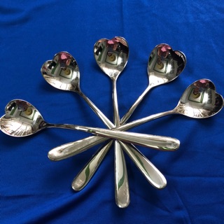5 muỗng inox cao cấp hình trái tim 16cm - 10cm