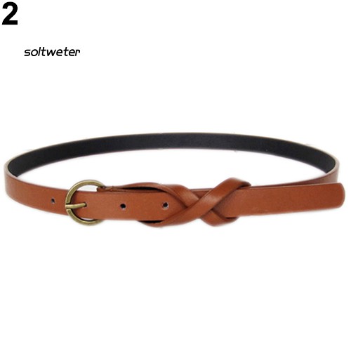 Thắt Lưng Da Màu Trơn Khóa Kim Loại Đơn Giản Thời Trang Cho Nữ