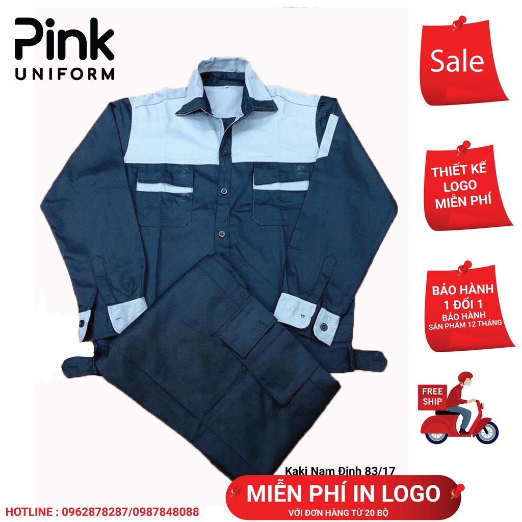 Quần áo bảo hộ lao động tím than phối ghi chuyên nghiệp