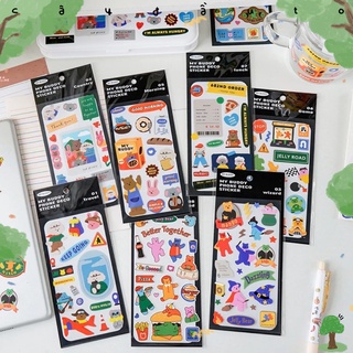 Bộ 1 Tấm Hình Dán Động Vật Nhiều Màu Sắc Animal Friends Sticker Cây Đầu To