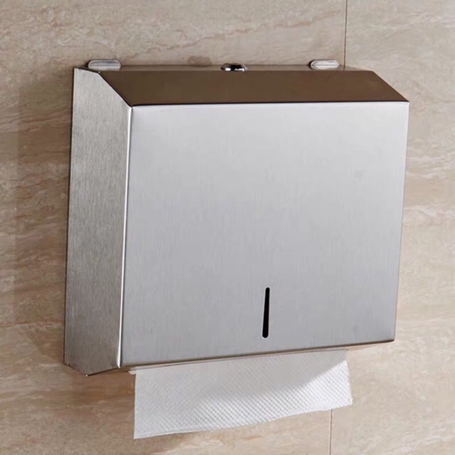 Hộp đựng giấy vệ sinh chữ nhật ngắn gắn tường HI101N (trắng bạc) - INOX 304 không gỉ, chống nước