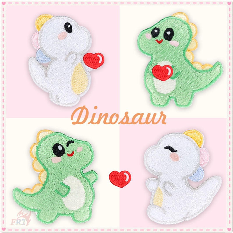 ✿ Sticker Dán Trang Trí Hình Khủng Long Hoạt Hình Đáng Yêu ✿ 1 Sticker Ủi Thêu Hình Động Vật Dễ Thương