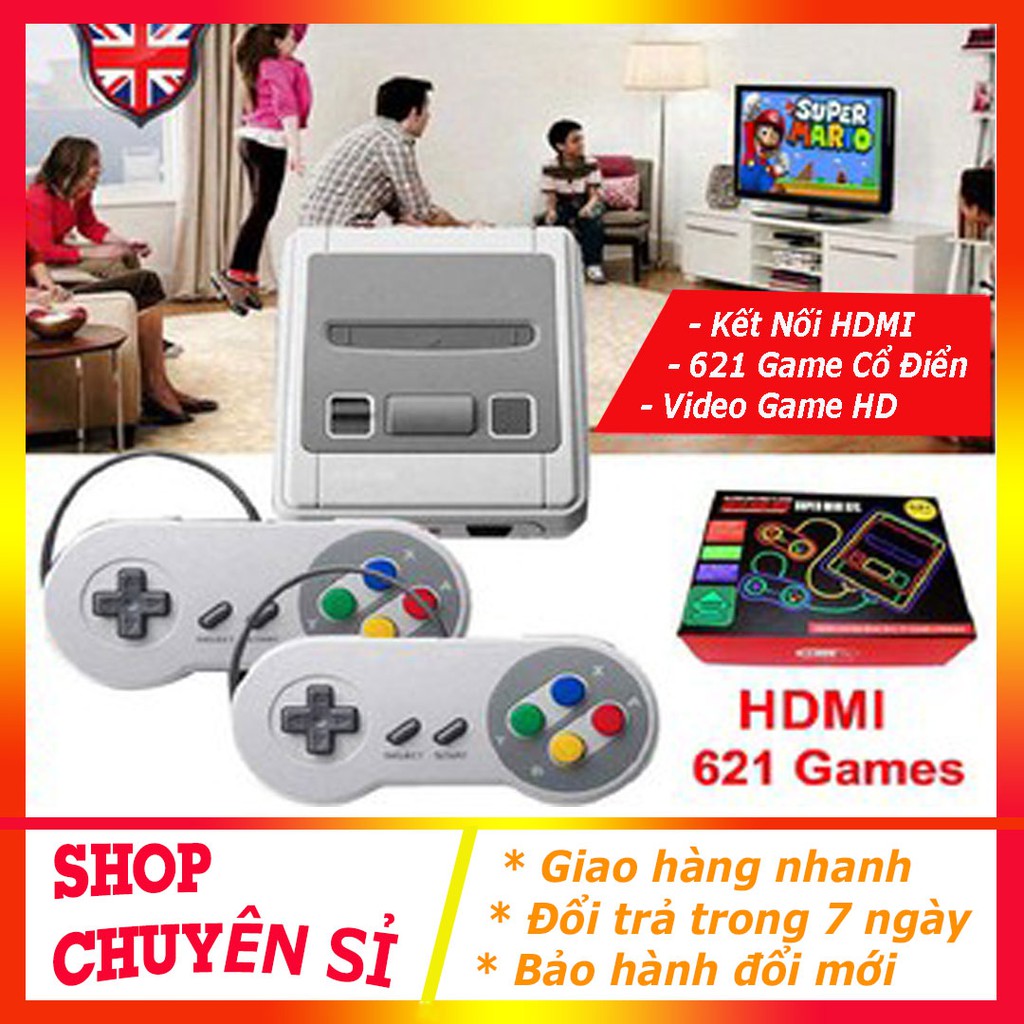 Máy chơi game điện tử 4 nút 621 trò hai người chơi, kết nối HDMI Ti vi đời mới, hót nhất 2021