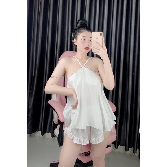 BỘ NGỦ YẾM HƠR LƯNG , QUẦN PHỐI BÈO CÓ LƯNG CHUN CO GIÃN, GỢI CẢM